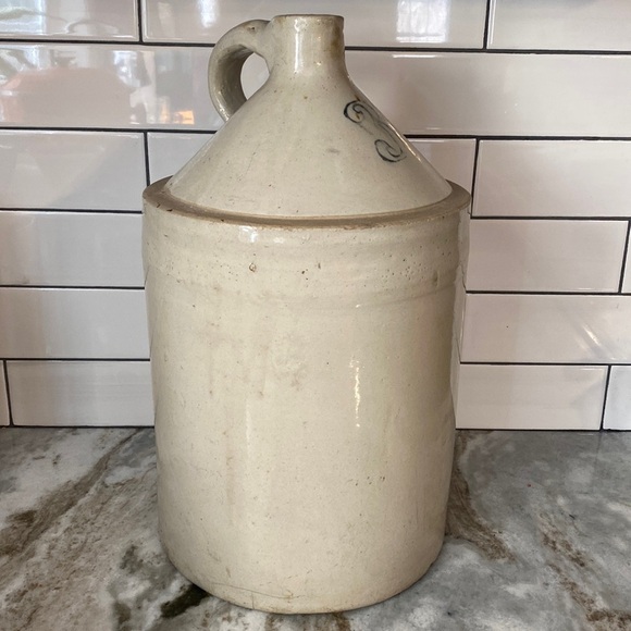 ANTIQUE 3 GALLON STONEWARE SALT GLAZED LIQUOR JUG signed modern farmhouse rustic - Picture 1 of 10